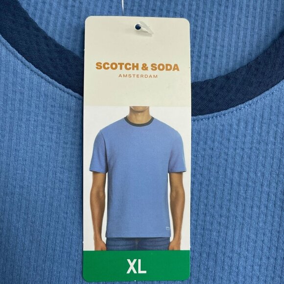 NEW Scotch & Soda Men's XL Blue Textured Cotton T-Shirt - Picture 8 of 11